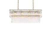Georgina 36" 14-Light Linear Chandelier in Satin Gold And Clear