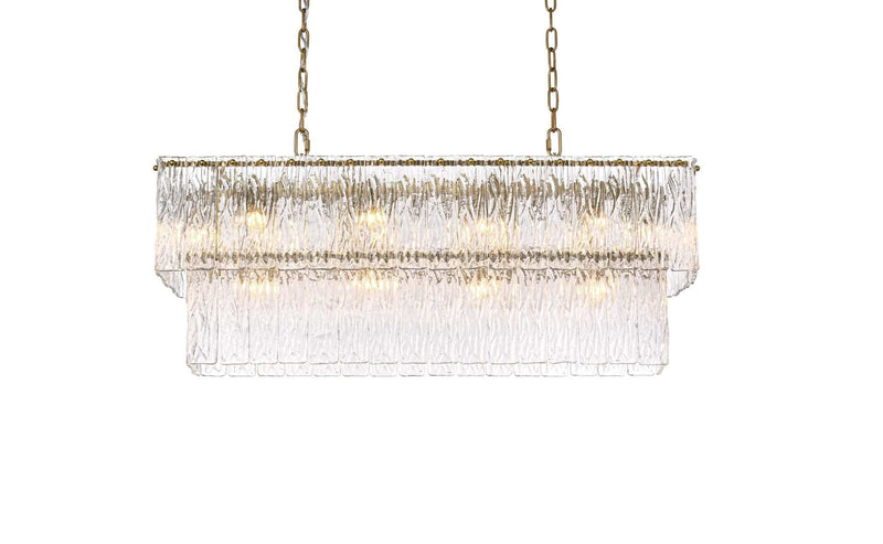 Georgina 36" 14-Light Linear Chandelier in Satin Gold And Clear