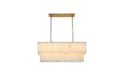 Georgina 36" 14-Light Linear Chandelier in Satin Gold And Frosted White