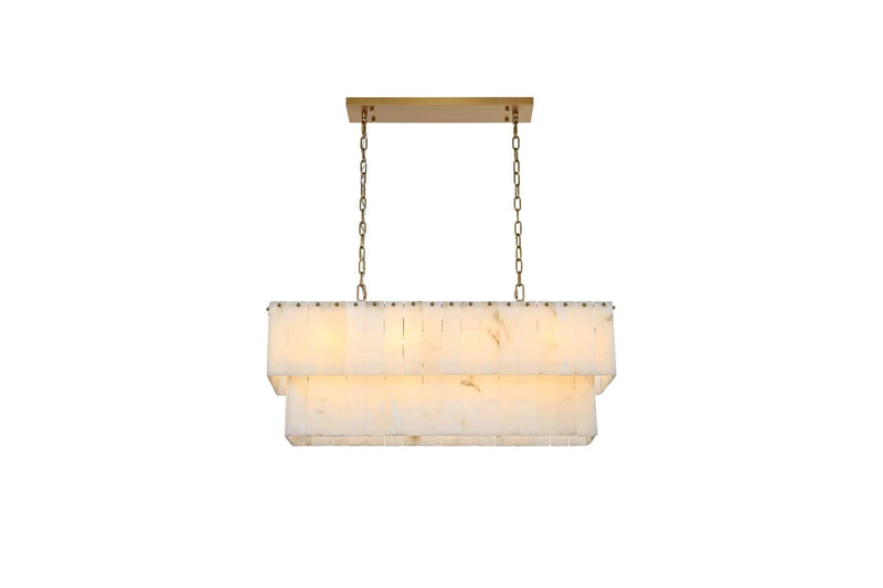 Georgina 36" 14-Light Linear Chandelier in Satin Gold And Frosted White