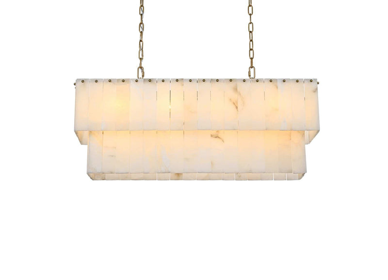 Georgina 36" 14-Light Linear Chandelier in Satin Gold And Frosted White