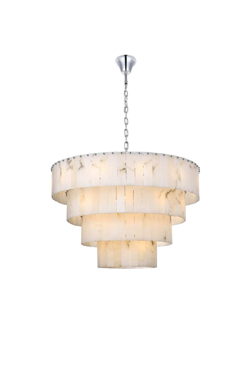 Georgina 40" 34-Light Chandelier in Chrome And Frosted White