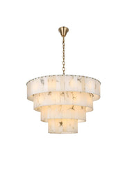 Georgina 40" 34-Light Chandelier in Satin Gold And Frosted White