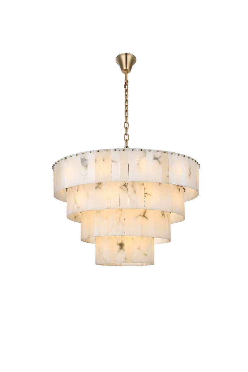 Georgina 40" 34-Light Chandelier in Satin Gold And Frosted White