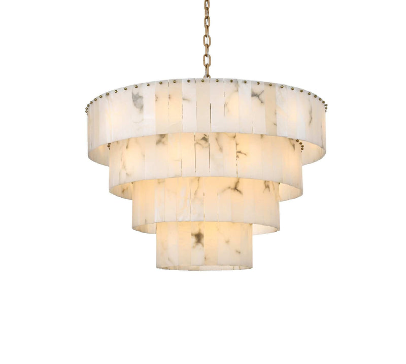 Georgina 40" 34-Light Chandelier in Satin Gold And Frosted White