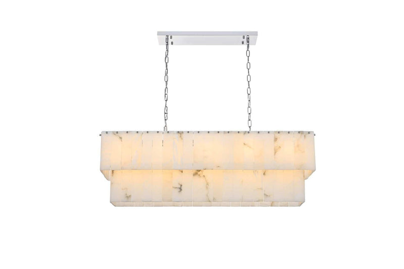 Georgina 42" 17-Light Linear Chandelier in Chrome And Frosted White