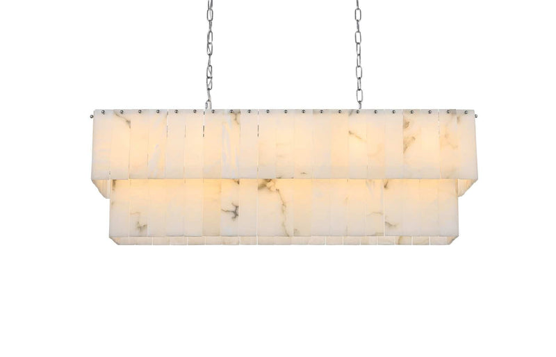 Georgina 42" 17-Light Linear Chandelier in Chrome And Frosted White