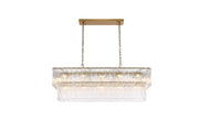 Georgina 42" 17-Light Linear Chandelier in Satin Gold And Clear
