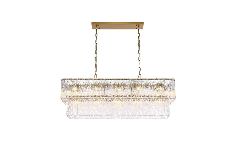 Georgina 42" 17-Light Linear Chandelier in Satin Gold And Clear