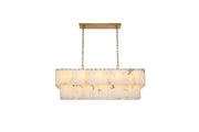 Georgina 42" 17-Light Linear Chandelier in Satin Gold And Frosted White
