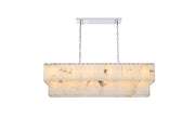 Georgina 48" 20-Light Linear Chandelier in Chrome And Frosted White