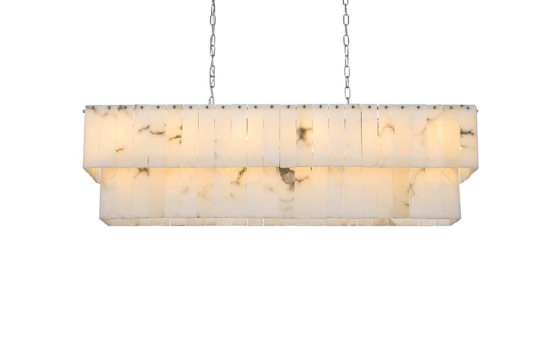Georgina 48" 20-Light Linear Chandelier in Chrome And Frosted White