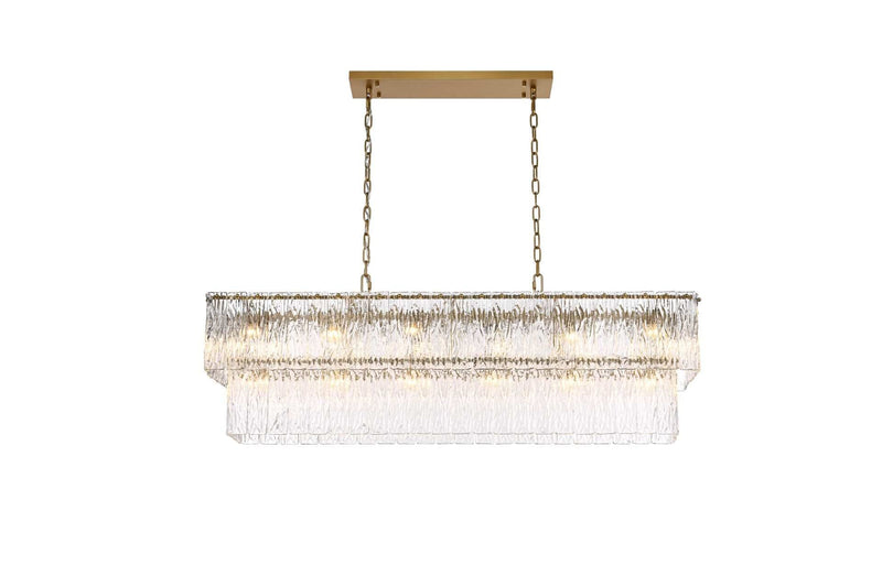 Georgina 48" 20-Light Linear Chandelier in Satin Gold And Clear