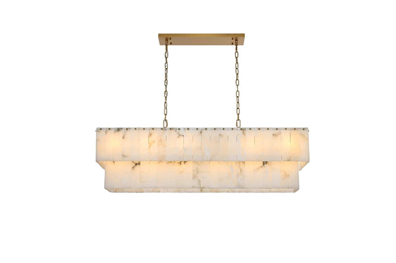 Georgina 48" 20-Light Linear Chandelier in Satin Gold And Frosted White