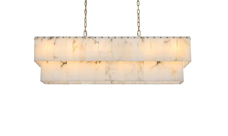 Georgina 48" 20-Light Linear Chandelier in Satin Gold And Frosted White