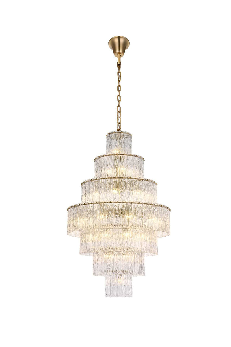 Georgina 32" 37-Light Clear Glass Chandelier in Satin Gold And Clear