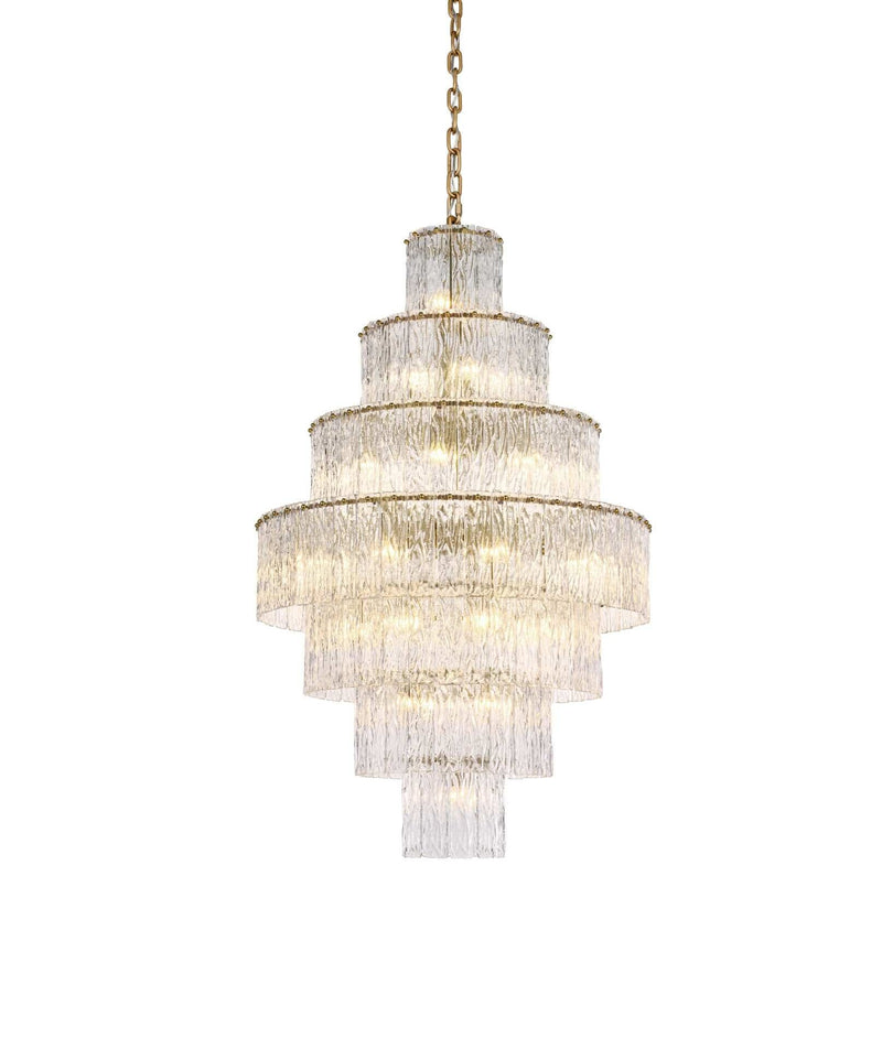 Georgina 32" 37-Light Clear Glass Chandelier in Satin Gold And Clear