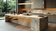 Hudson 1 Light 55" Linear Pendant in Gold in a room setting