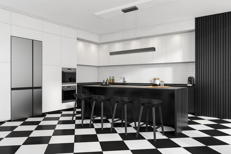 Hudson 1 Light 55" Linear Pendant in Matte Black in a room setting