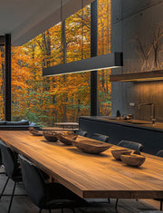 Hudson 1 Light 72" Linear Pendant in Matte Black in a room setting