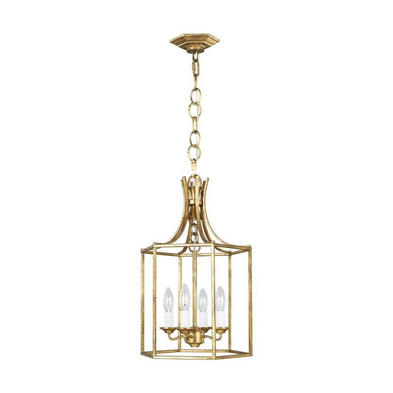 Bantry House 4-Light Small Lantern Pendant in Antique Gild