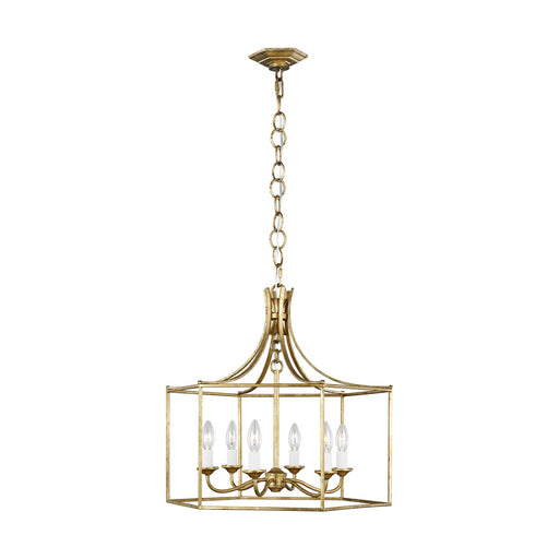 Bantry House 6-Light Wide Lantern Pendant in Antique Gild