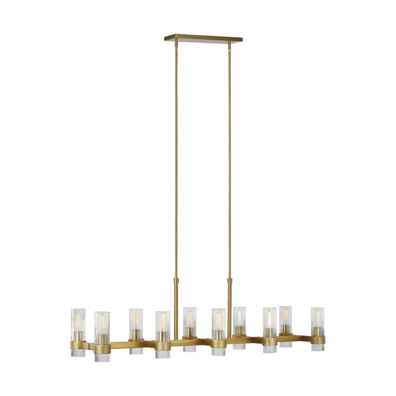 Geneva 10-Light Linear Pendant in Burnished Brass