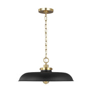 Wellfleet Medium Wide Pendant in Midnight Black and Burnished Brass