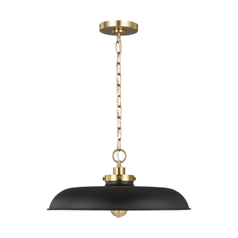 Wellfleet Medium Wide Pendant in Midnight Black and Burnished Brass