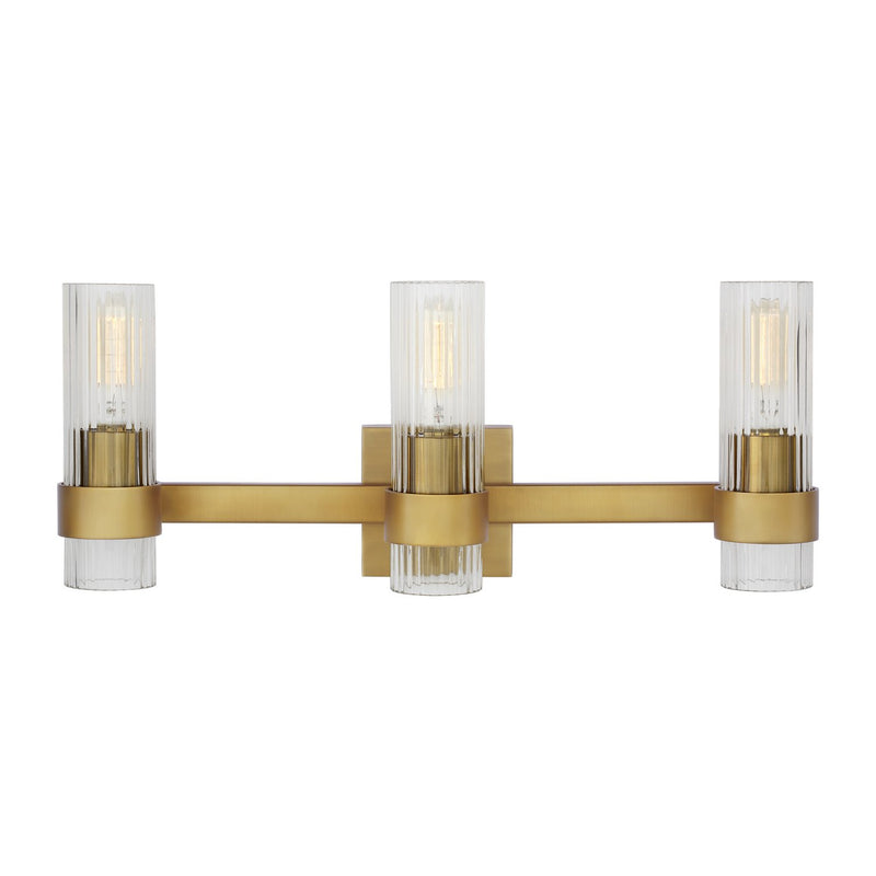 Geneva 3-Light Bath Vanity Light in Burnished Brass