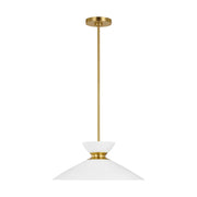 Heath Wide Pendant in Matte White and Burnished Brass