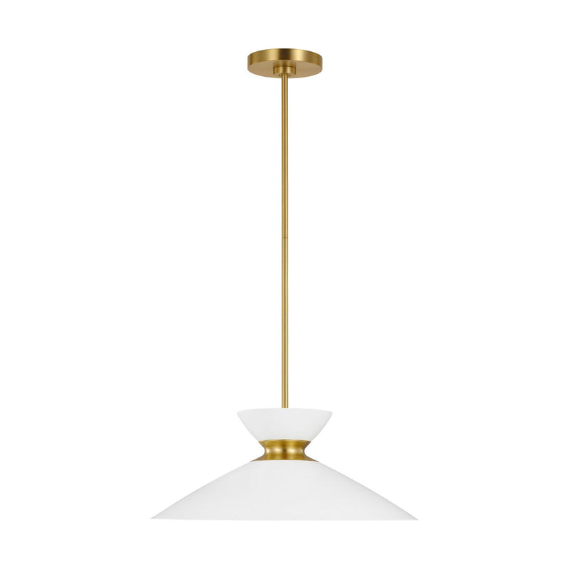 Heath Wide Pendant in Matte White and Burnished Brass