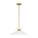 Heath One Light Pendant in Matte White and Burnished Brass