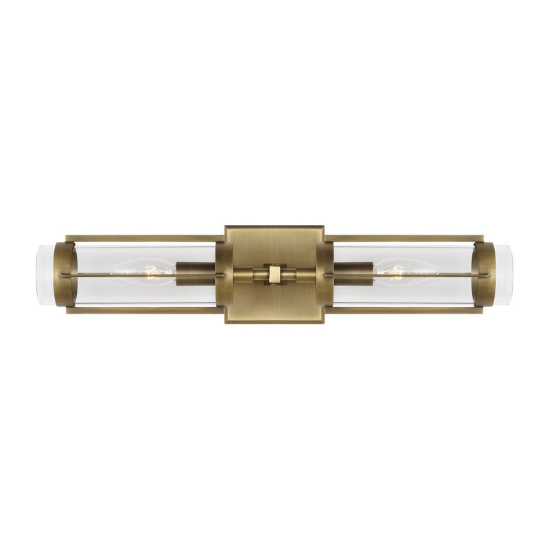 Flynn 2-Light Linear Bath Vanity Light in Time Worn Brass