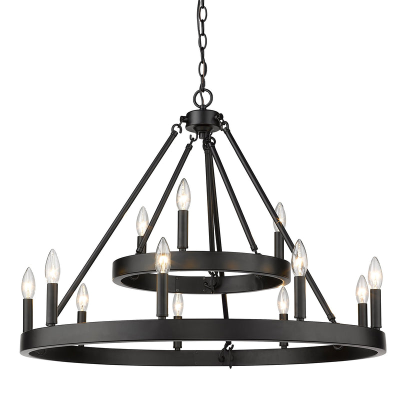 Alastair 12-Light 2-Tier Chandelier in Matte Black