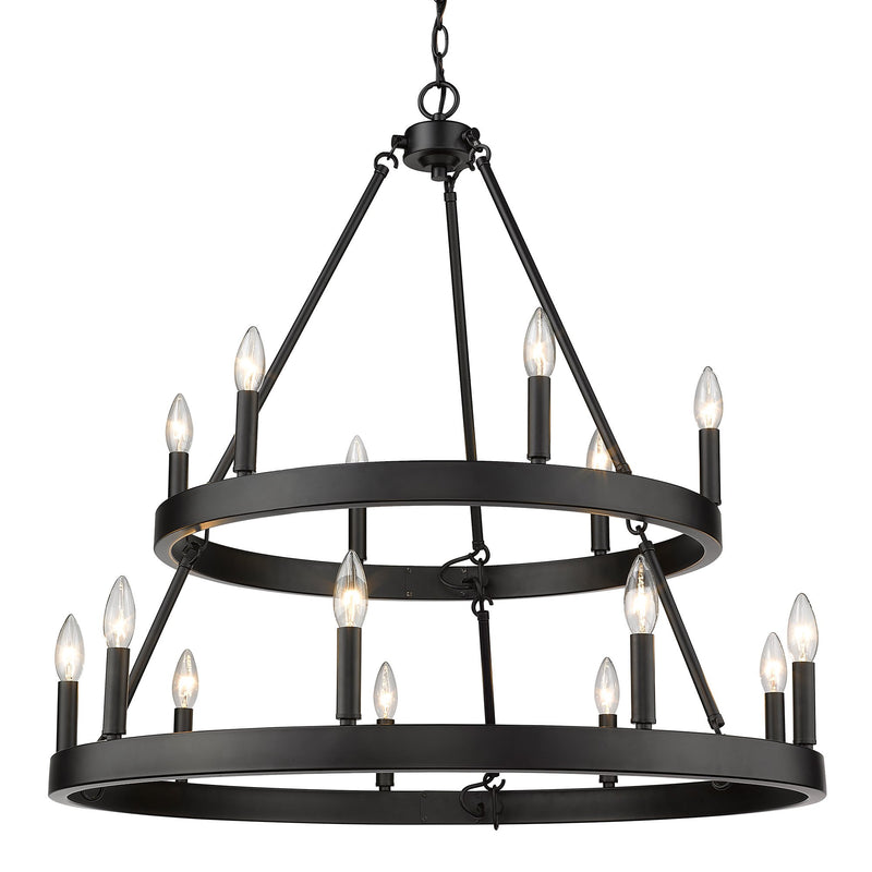 Alastair 15-Light 2-Tier 6+9 Chandelier in Matte Black