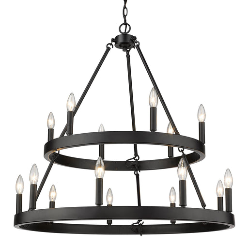 Alastair 15-Light 2-Tier 6+9 Chandelier in Matte Black