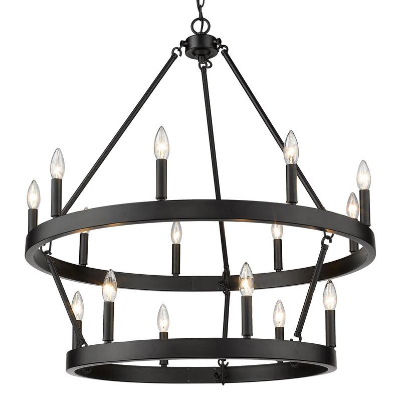 Alastair 15-Light 2-Tier 9+6 Chandelier in Matte Black