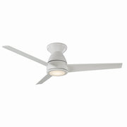 Tip-Top 44" Outdoor Flush Mount Ceiling Fan with Light in Matte White