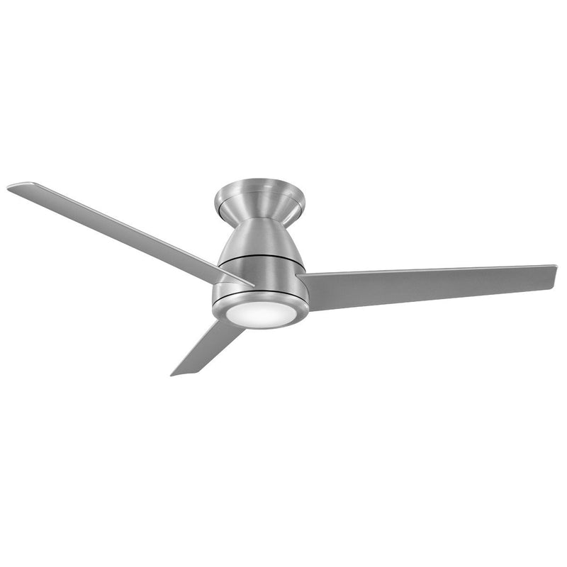 Tip-Top 44" Outdoor Flush Mount Ceiling Fan with Light in Brushed Aluminum / Titanium