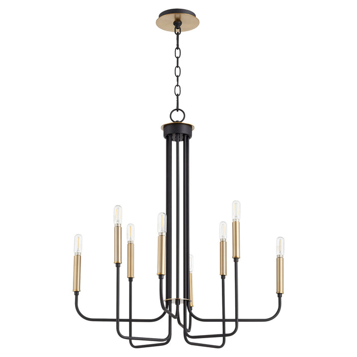 630-8-6980 - Hope Chandelier in Textured Black with Aged Brass by Quorum