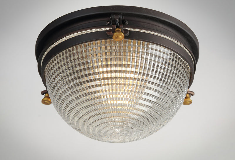 Portside 1 Light Outdoor Flush Mount in Oil Rubbed Bronze / Antique Brass