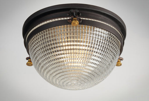 Portside 1 Light Outdoor Flush Mount in Oil Rubbed Bronze / Antique Brass