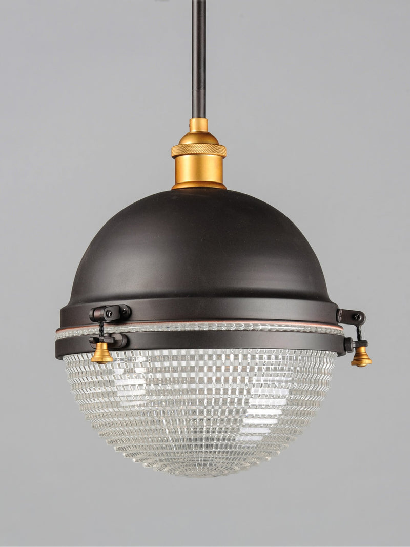 Portside 12" Outdoor Pendant in Oil Rubbed Bronze / Antique Brass