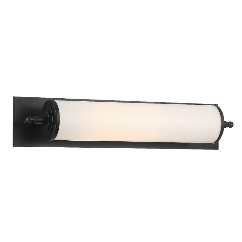 Foster 1 Light Wall Mount in Matte Black with White Glass