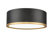 Bradley 1 Light 12.25" Flush Mount in Matte Black + Modern Gold