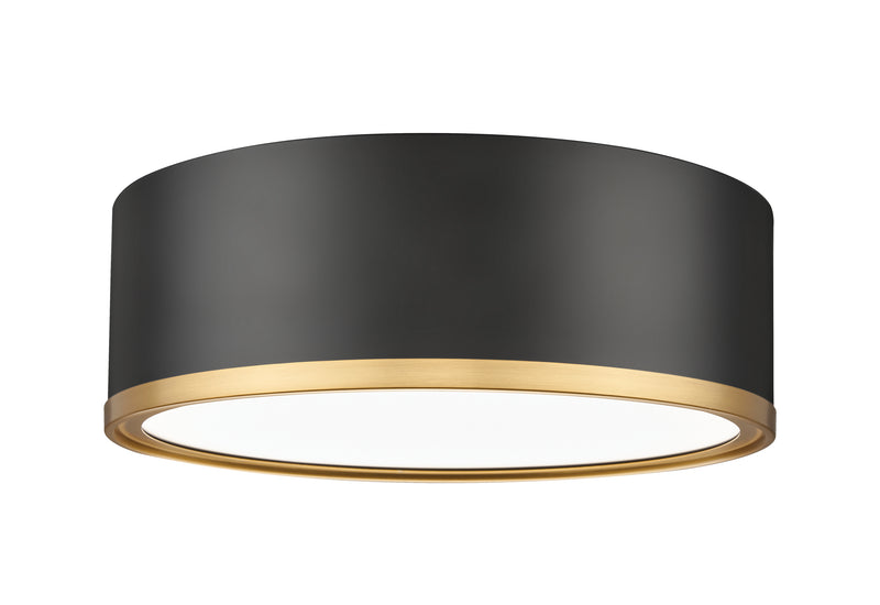 Bradley 1 Light 12.25" Flush Mount in Matte Black + Modern Gold