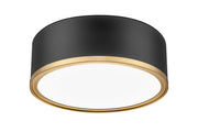 Bradley 1 Light 12.25" Flush Mount in Matte Black + Modern Gold