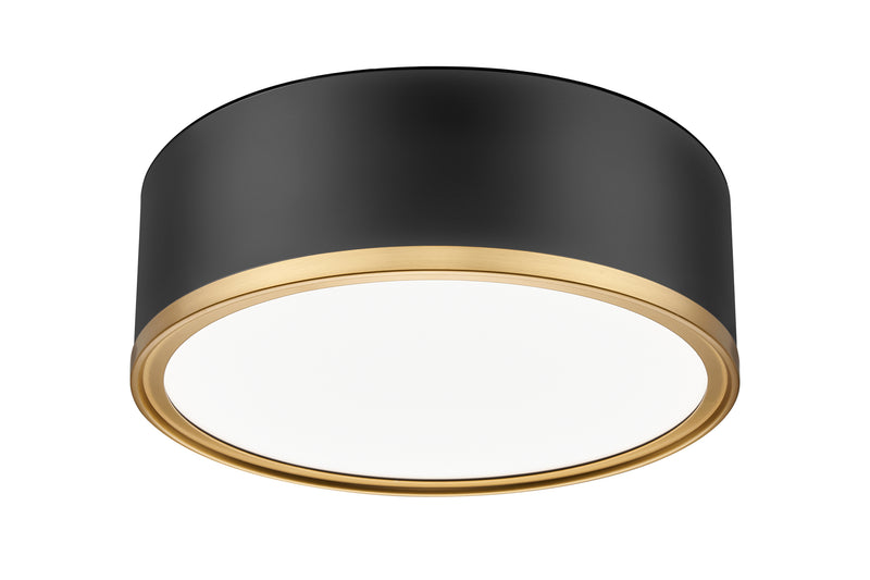Bradley 1 Light 12.25" Flush Mount in Matte Black + Modern Gold