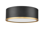 Bradley 1 Light 12.25" Flush Mount in Matte Black + Modern Gold